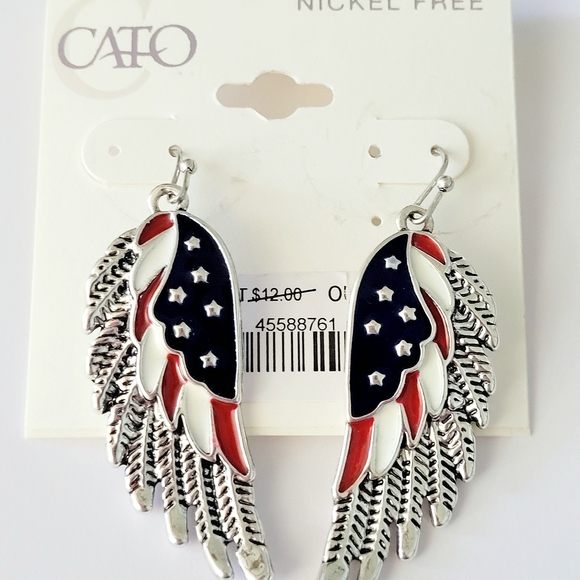Cato Patriotic Wing Earrings - Picture 1 of 3
